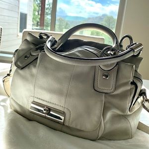 Coach bag, Cream. 12 1/2 l, 7 h, 4 1/2 w.